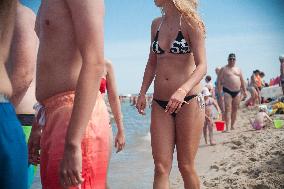 The beach in the Wladyslawowo, popular Baltic sea resort in Poland