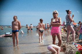 The beach in the Wladyslawowo, popular Baltic sea resort in Poland