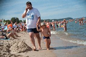 The beach in the Wladyslawowo, popular Baltic sea resort in Poland