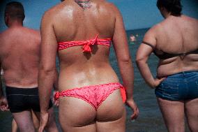 The beach in the Wladyslawowo, popular Baltic sea resort in Poland