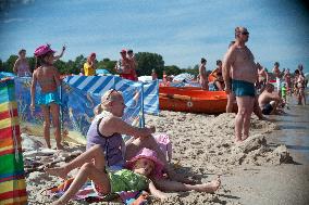 The beach in the Wladyslawowo, popular Baltic sea resort in Poland