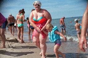 The beach in the Wladyslawowo, popular Baltic sea resort in Poland