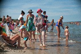 The beach in the Wladyslawowo, popular Baltic sea resort in Poland