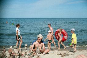 The beach in the Wladyslawowo, popular Baltic sea resort in Poland