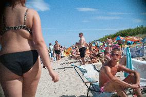 The beach in the Wladyslawowo, popular Baltic sea resort in Poland