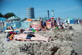 The beach in the Wladyslawowo, popular Baltic sea resort in Poland