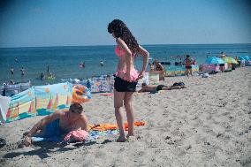 The beach in the Wladyslawowo, popular Baltic sea resort in Poland