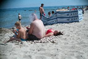 The beach in the Wladyslawowo, popular Baltic sea resort in Poland