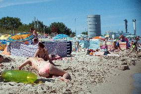 The beach in the Wladyslawowo, popular Baltic sea resort in Poland