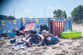 The beach in the Wladyslawowo, popular Baltic sea resort in Poland