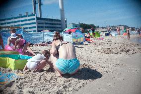 The beach in the Wladyslawowo, popular Baltic sea resort in Poland