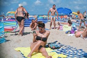 The beach in the Wladyslawowo, popular Baltic sea resort in Poland