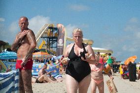 The beach in the Wladyslawowo, popular Baltic sea resort in Poland