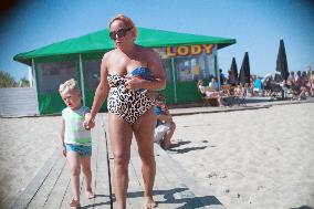 The beach in the Wladyslawowo, popular Baltic sea resort in Poland