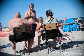 The beach in the Wladyslawowo, popular Baltic sea resort in Poland