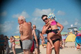 The beach in the Wladyslawowo, popular Baltic sea resort in Poland