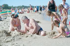 The beach in the Wladyslawowo, popular Baltic sea resort in Poland