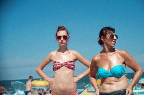 The beach in the Wladyslawowo, popular Baltic sea resort in Poland