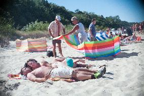 The beach in the Wladyslawowo, popular Baltic sea resort in Poland