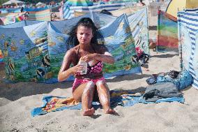 The beach in the Wladyslawowo, popular Baltic sea resort in Poland