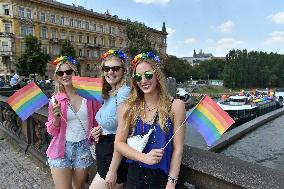 Prague Pride festival, Rainbow Cruise, LGBT flag, flags