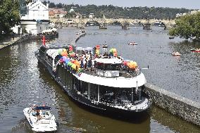 Prague Pride festival, Rainbow Cruise, Charles Bridge, Vltava River