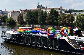 Prague Pride festival, Rainbow Cruise, Prague Castle, Vltava River
