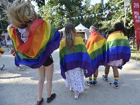 Prague Pride festival, LGBT flah, flags