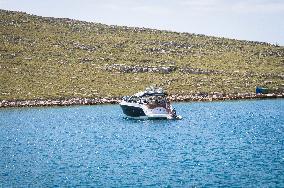 Kornati Islands National Park, The Kornati archipelago, motorboat, motor boat
