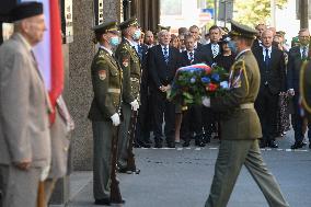 commemorative act for victims of Warsaw Pact invasion in August 1968, Czech Radio building