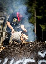 charcoal pile, charcoal burner