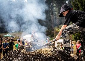 charcoal pile, charcoal burner