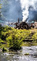 charcoal pile