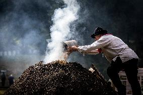 charcoal pile, charcoal burner