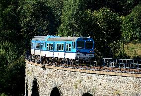 Train, Railway viaduct Novina