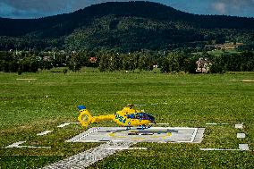 heliport, helicopter, air base of regional rescue service, air medical services, aeromedical