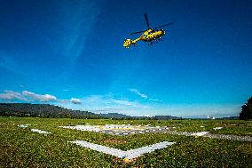 heliport, helicopter, air base of regional rescue service, air medical services, aeromedical