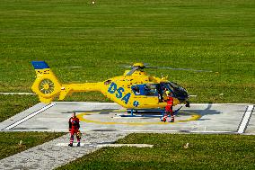 heliport, helicopter, air base of regional rescue service, air medical services, aeromedical