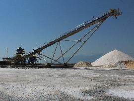 Salt works Kitros, production, Greece, salina