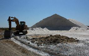 Salt works Kitros, production, Greece, salina