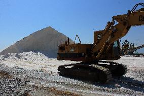 Salt works Kitros, production, Greece, salina