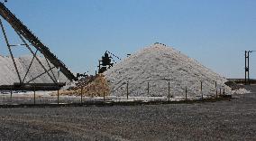 Salt works Kitros, production, Greece, salina