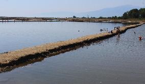 Salt works Kitros, production, Greece, salina