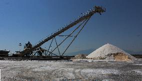 Salt works Kitros, production, Greece, salina