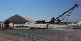Salt works Kitros, production, Greece, salina