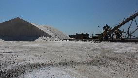Salt works Kitros, production, Greece, salina