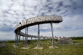 Path upon vineyards, Kobyli, skywalk, observation tower, circular ramp, spiralling viewpoint