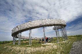 Path upon vineyards, Kobyli, skywalk, observation tower, circular ramp, spiralling viewpoint