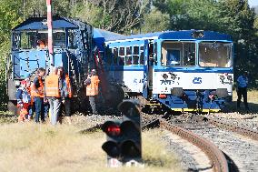 twenty injured in train's collision with service vehicle in Kdyne