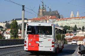 SOR NB 12 bus in new colors of the Prague Integrated Transport (PID)